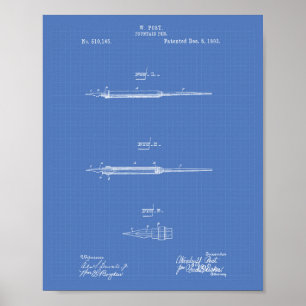 Vormt Pen 1893 Patent Art Blueprint Poster