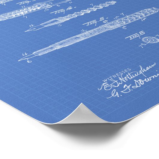 Vormt Pen 1905 Patent Art Blueprint Poster (Hoek)