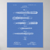 Vormt Pen 1905 Patent Art Blueprint Poster (Voorkant)