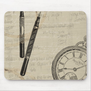 Vormt pennen en watchface met notities muismat