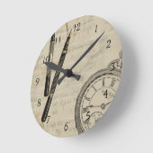 Vormt pennen en watchface met notities ronde klok (Hoek)