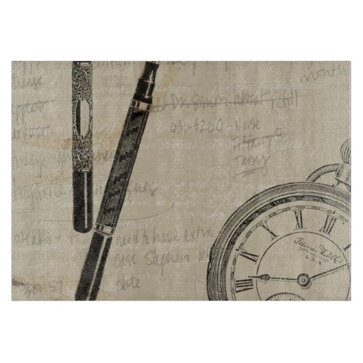 Vormt pennen en watchface met notities snijplank (Voorkant)