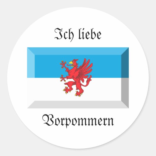 Vorpommern Flag Gem Ronde Sticker (Voorkant)