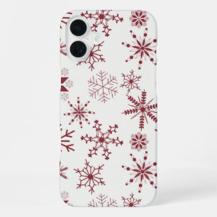 Vorst & Bloei Sneeuwvlokken – Karmozijn iPhone 16 Plus Hoesje