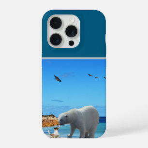 Vorst en bont: een ijsbeer ontmoet een foxterriër iPhone 15 pro case