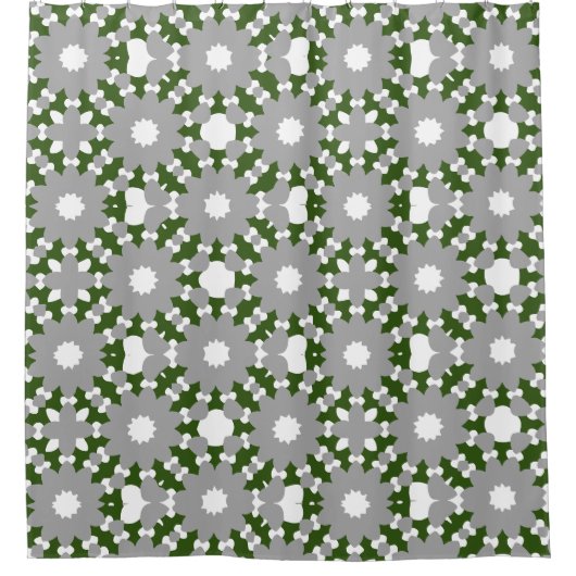 Vorst Groen Grijs Wit Verbonden Cirkelenpatroon Douchegordijn (Voorkant)