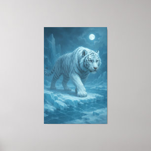 Vorst Koning Witte Tijger – Majestueuze IJzige Bew Canvas Afdruk