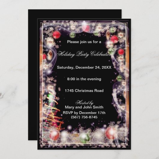 Vorst Ornament Pruimen Christmas Feest Uitnodiging (Voorkant / Achterkant)