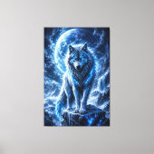 Vorst Wolf Maan Fantasie Canvasprint Canvas Afdruk (Voorkant)
