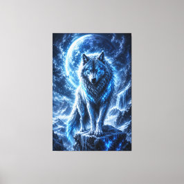 Vorst Wolf Maan Fantasie Canvasprint Canvas Afdruk