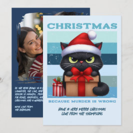 Vorstbeet Koele Grappige Kat Retro Kerst Foto Feestdagenkaart
