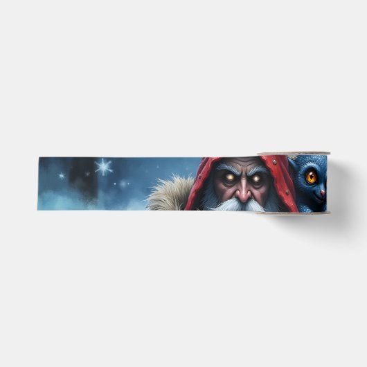 Vorstbeet Santa & zijn ondeugende elf. Grosgrain Lint (Voorkant)