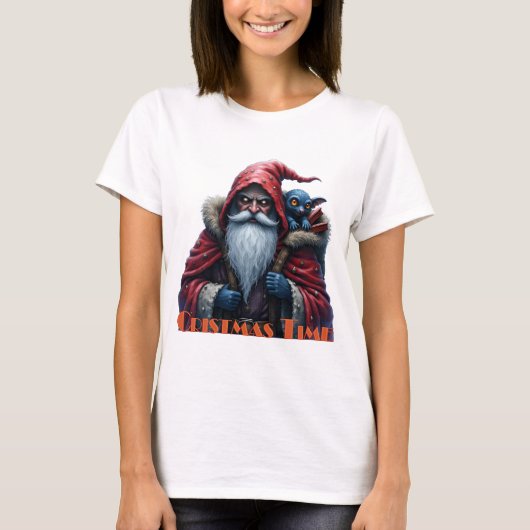 Vorstbeet Santa & zijn ondeugende elf. T-shirt (Voorkant)