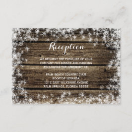 Vorstbeet Schuur Hout Winter Bruiloftsreceptie Informatiekaartje