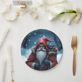 Vorstbijtende Kerstman & Zijn Ondeugende Elf. Papieren Bordje