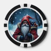 Vorstbijtende Kerstman & Zijn Ondeugende Elf. Poker Chips (Voorkant)