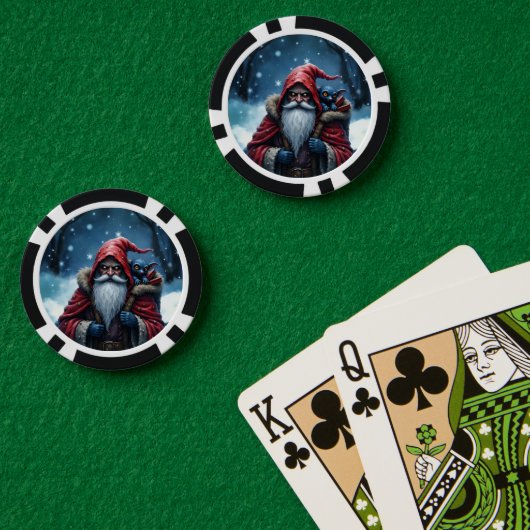 Vorstbijtende Kerstman & Zijn Ondeugende Elf. Poker Chips (Pokertafel (Dubbel))