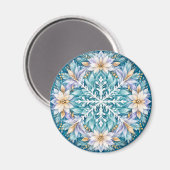 Vorstbloem Winter Mandala Magneet (Voorkant / Achterkant)