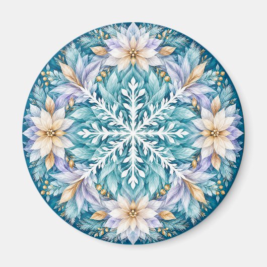 Vorstbloem Winter Mandala Magneet (Voorkant)