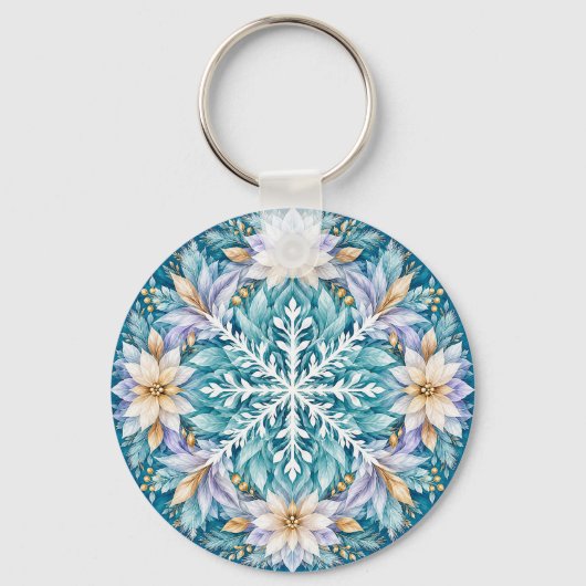 Vorstbloem Winter Mandala Sleutelhanger (Voorkant)