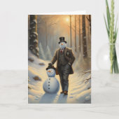 Vorstelijke Elegantie Professionele Sneeuwman Feestdagen Kaart (Voorkant)
