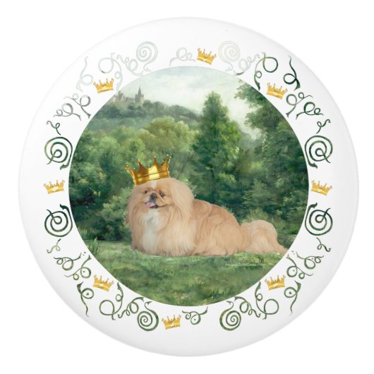 Vorstelijke Pekingees Keramische Knop (Voorkant)