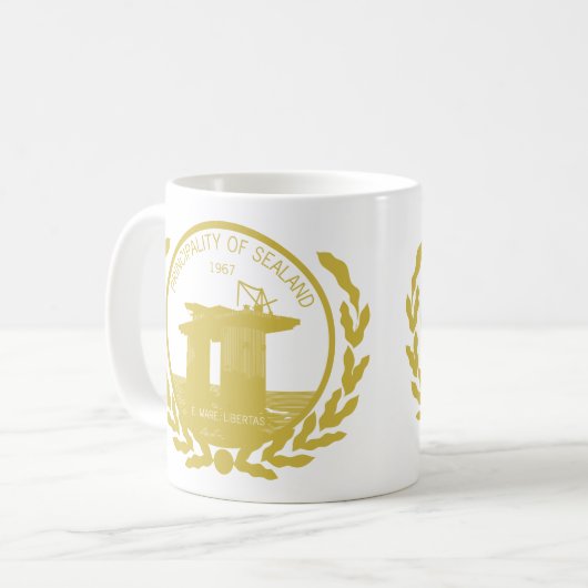 vorstendom zegel - en zeehondenkrest koffiemok (Voorkant links)