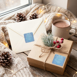 Vorstig Azuur Filigraan Winter Woud Bruiloft Vierkante Sticker