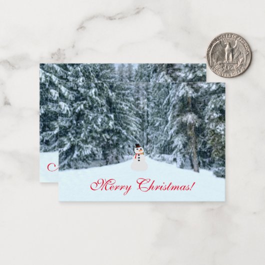 Vorstig in het bos kerstkaart notitiekaartje (Voorkant / Achterkant in situ)