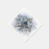 Vorstige bladeren in wintersneeuw grijs wit bruin servet (Hoek)