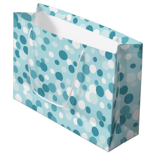 Vorstige Blauwe Kerststippen Grote Cadeautas (Voorkant Gekanteld)