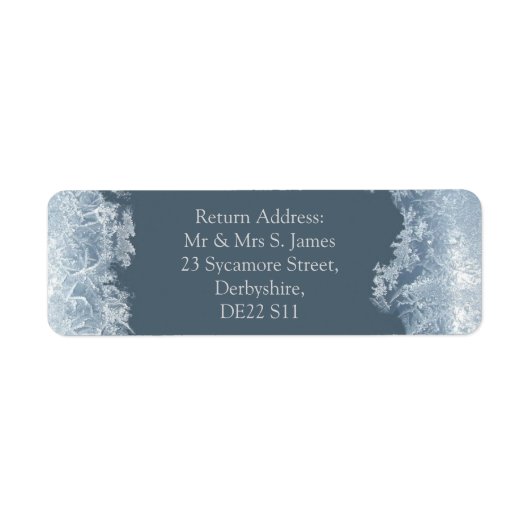 Vorstige Blauwe Winter Huwelijk Custom Etiket (Voorkant)