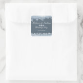 Vorstige Blauwe Winterhuwelijk Custom Vierkante Sticker (Tas)