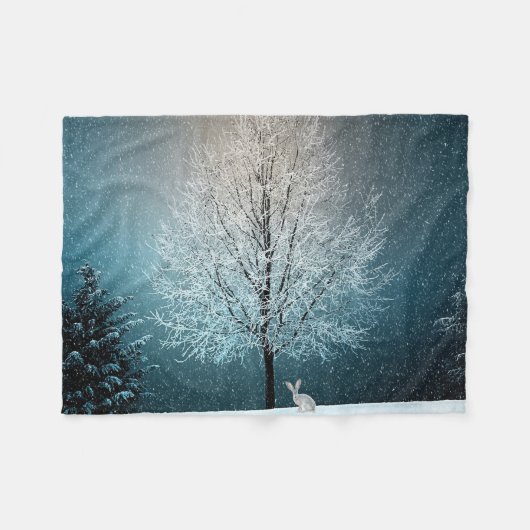 Vorstige boom in de avond fleece deken (Voorkant (Horizontaal))