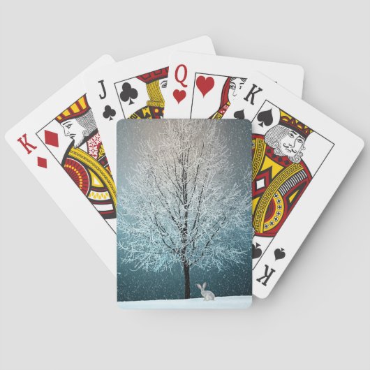 Vorstige boom in de avond pokerkaarten (Achterkant)