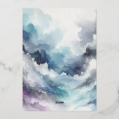 Vorstige elegantie Modern waterverf Icy Silver Folie Uitnodiging (Achterkant)