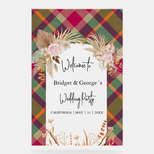 vorstige kleurrijke Schotse herfst huwelijks welko Acryl Bord (Voorkant)