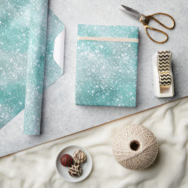 Vorstige Mint Glans Witte Glitter Patroon Cadeaupapier