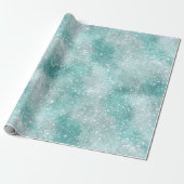 Vorstige Mint Glans Witte Glitter Patroon Cadeaupapier (Uitgerold)