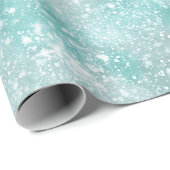 Vorstige Mint Glans Witte Glitter Patroon Cadeaupapier (Rol Hoek)