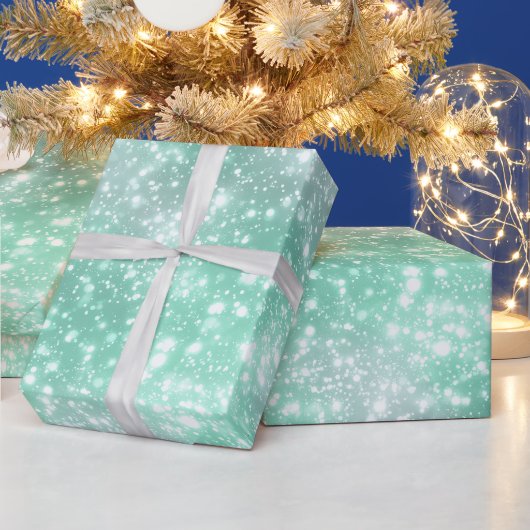 Vorstige Mint Glow Witte Glitter Patroon Cadeaupapier (Feestdagen)