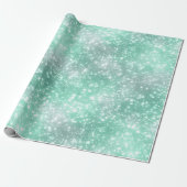 Vorstige Mint Glow Witte Glitter Patroon Cadeaupapier (Uitgerold)
