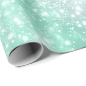 Vorstige Mint Glow Witte Glitter Patroon Cadeaupapier (Rol Hoek)