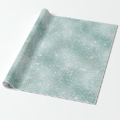 Vorstige Mint Glow Witte Glitter Patroon Cadeaupapier (Uitgerold)