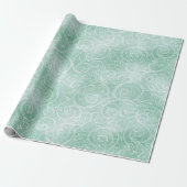 Vorstige Mint Glow Witte Glitter Patroon Cadeaupapier (Uitgerold)