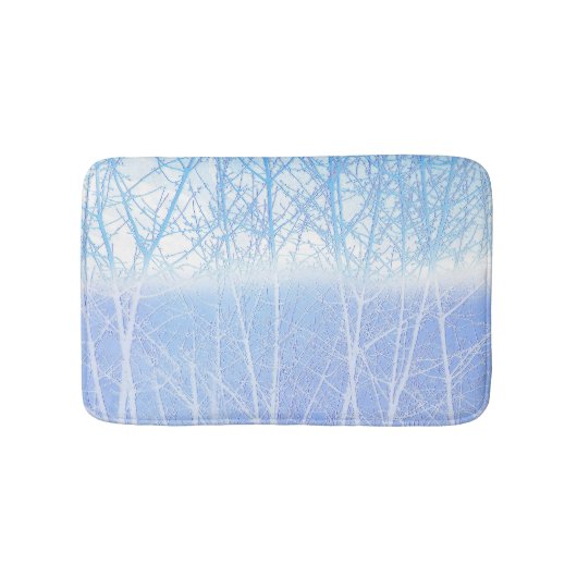 Vorstige Nevelige Bomen Babyblauw Badmat (Voorkant)