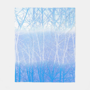 Vorstige Nevelige Bomen Babyblauw Fleece Deken