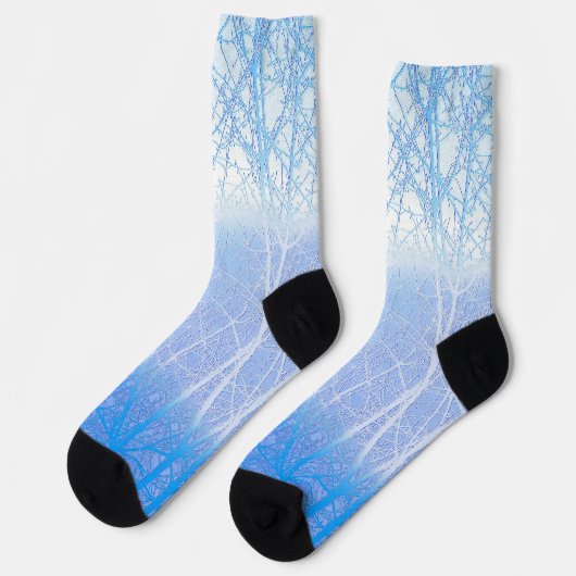 Vorstige Nevelige Bomen Babyblauw Sokken (Links)