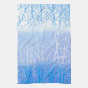 Vorstige Nevelige Bomen Babyblauw Theedoek