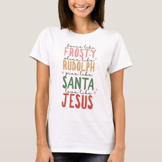 Vorstige Rudolf Kerstman Jezus Kerst T-shirt (Voorkant)